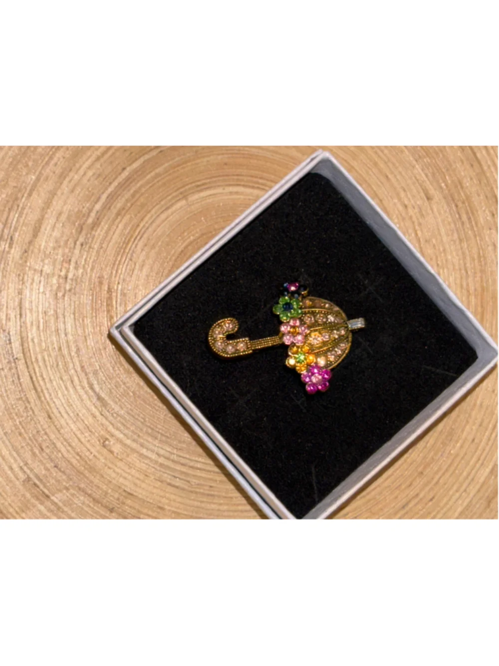 Aura’s Oddities Boutique Umbrella Brooch Gold & Multicolor